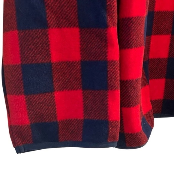 Lands' End Men's 3XL Red Buffalo Plaid Fleece Snap Neck Pullover Sweater - Picture 9 of 16